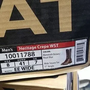 New Mens Ariat Heritage Crepe WST 10011788 Heritage Crepe W Toe Cowboy Boot | Ariat main image 2